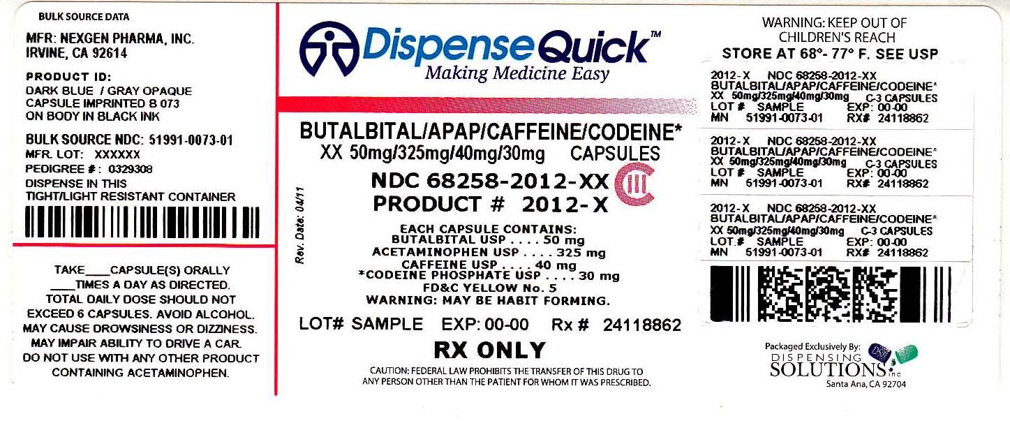 Butalbital, Acetaminophen, Caffeine and Codeine Phosphate